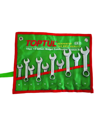 ست آچار یکسر تخت یکسر رینگی 10 عددی 15 درجه تاپ تول TOPTUL مدل GAAA1002