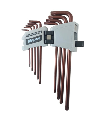 ست 9 عددی آچار ستاره ای T فوق بلند کمری جنس S2 مکس ول MAXWELL مدل T1119 تایوان