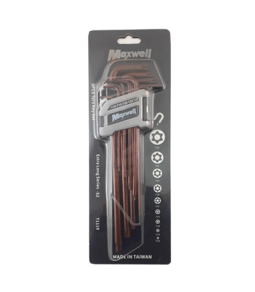 ست 9 عددی آچار ستاره ای T فوق بلند کمری جنس S2 مکس ول MAXWELL مدل T1119 تایوان