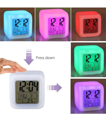 ساعت و دماسنج دیجیتال رنگی آلارم دار مکعب شکل سانیول SANYWEL  مدل CHH508