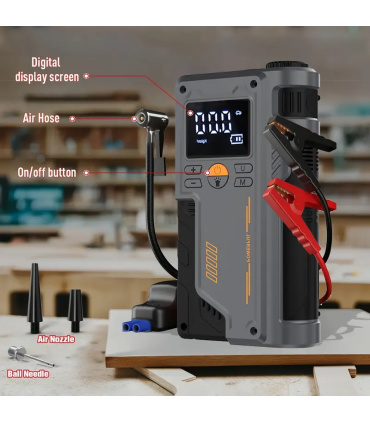 جامپ استارت خودرویی بهمراه پمپ باد و چراغ قوه شارژی پاورفول POWERFUL مدل T700