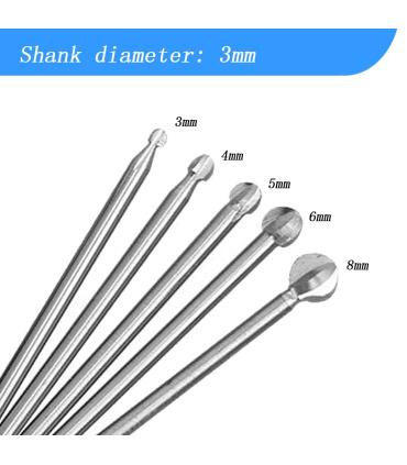 ست 5 عددی فرز چوب ساب کروی (گرد) با دنباله سایز 3