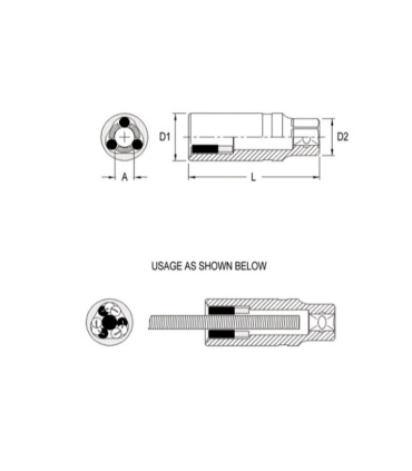 بکس رزوه گیر سایز 16mm درایو 1/2 جنیوس GENIUS مدل 427416 مخصوص پیچ دو سر رزوه