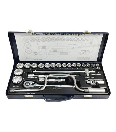 جعبه بکس 24 پارچه درایو 1/2 سفید با پولیش MICRO SATEN مستر تولز MASTER TOOLS مدل BM424 اصل تایوان