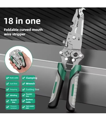 انبر 18 کاره تاشو حرفه ای تاوسین TAWSEIN مدل RA2005 سر تیغ دار