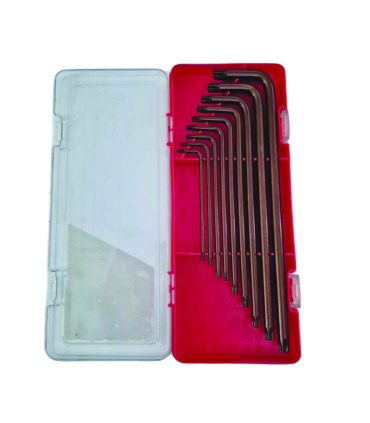 ست 9 عددی آچار آلن ستاره T بلند جعبه ای جنس S2 سایز T10 تا T50 موبینس MOBIES