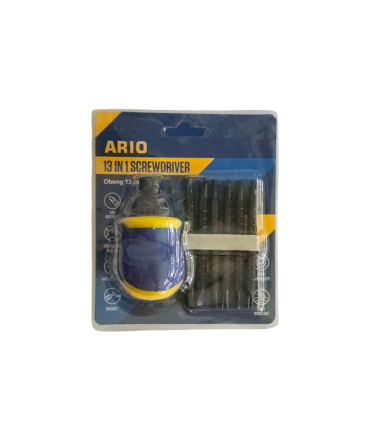 ست 13 عددی سری پیچ گوشتی و جغجغه مشتی ضامندار ARIO