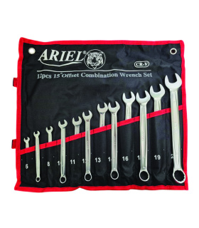 ست 12 عددی آچار یکسر تخت و رینگی فوق حرفه ای سایز6تا22 آریل ARIEL مدل ARAY1201 ضمانت تعویض و استاندارد آلمان