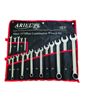 ست 18 عددی آچار یکسر تخت و رینگی فوق حرفه ای سایز7تا32 آریل ARIEL مدل ARAY1801 ضمانت تعویض و استاندارد آلمان