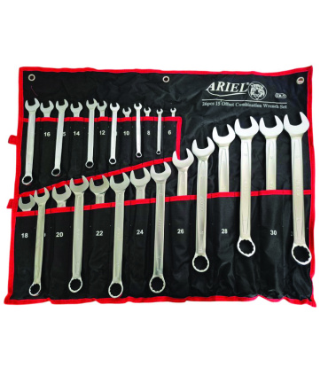 ست 26 عددی آچار یکسر تخت و رینگی فوق حرفه ای سایز6تا32 آریل ARIEL مدل ARAY2601 ضمانت تعویض و استاندارد آلمان