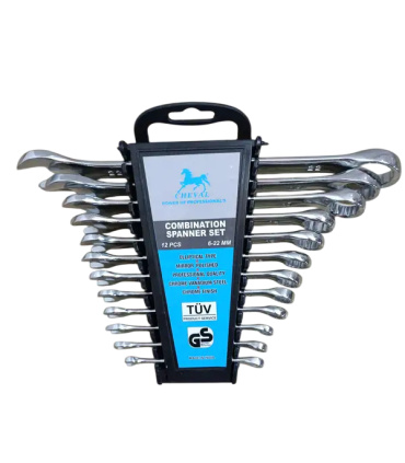 مجموعه 12 عددی آچار پلکانی یکسر تخت و رینگی CHEVAL ساخت هند